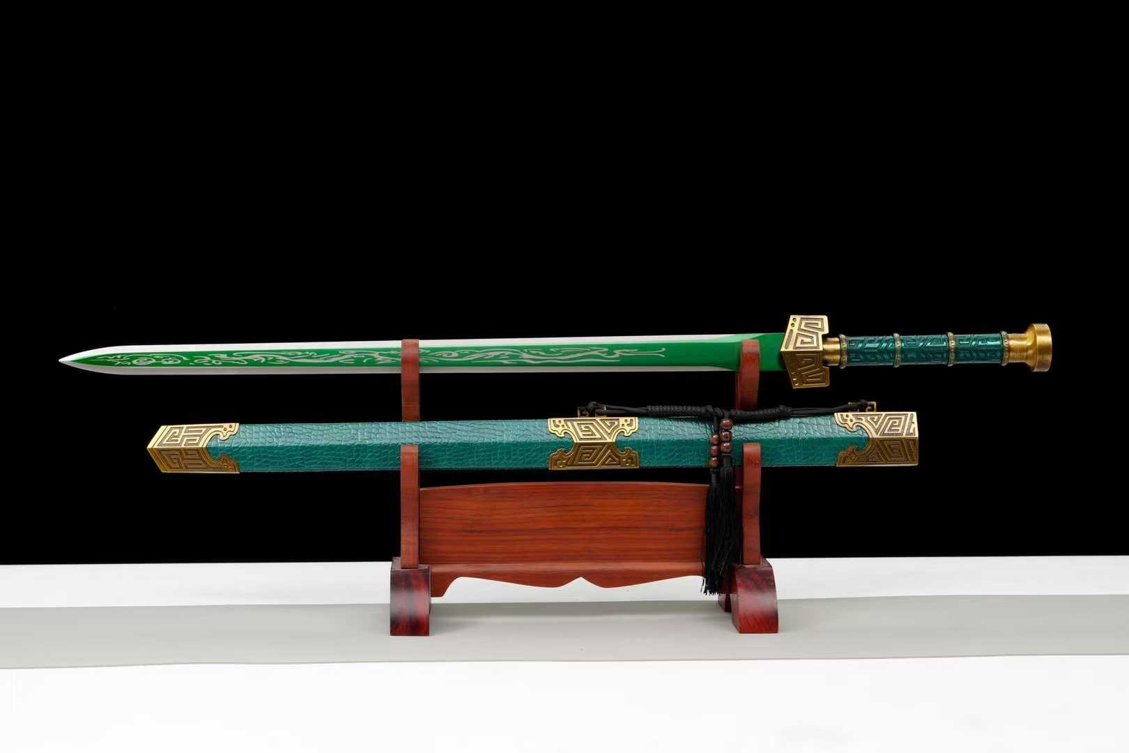 Kiếm Tần Vương – Thép Cao Mangan Sáu Mặt Hiện Đại, Thiết Kế Cổ Phong, Vỏ Gỗ Bọc Da Cao Cấp